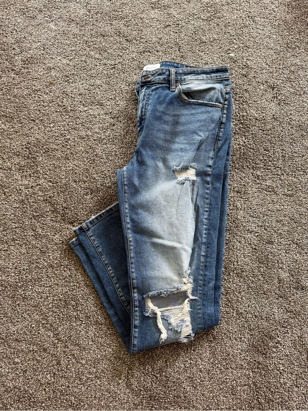 KanCan Women's Distressed Light Blue Straight Leg Jeans